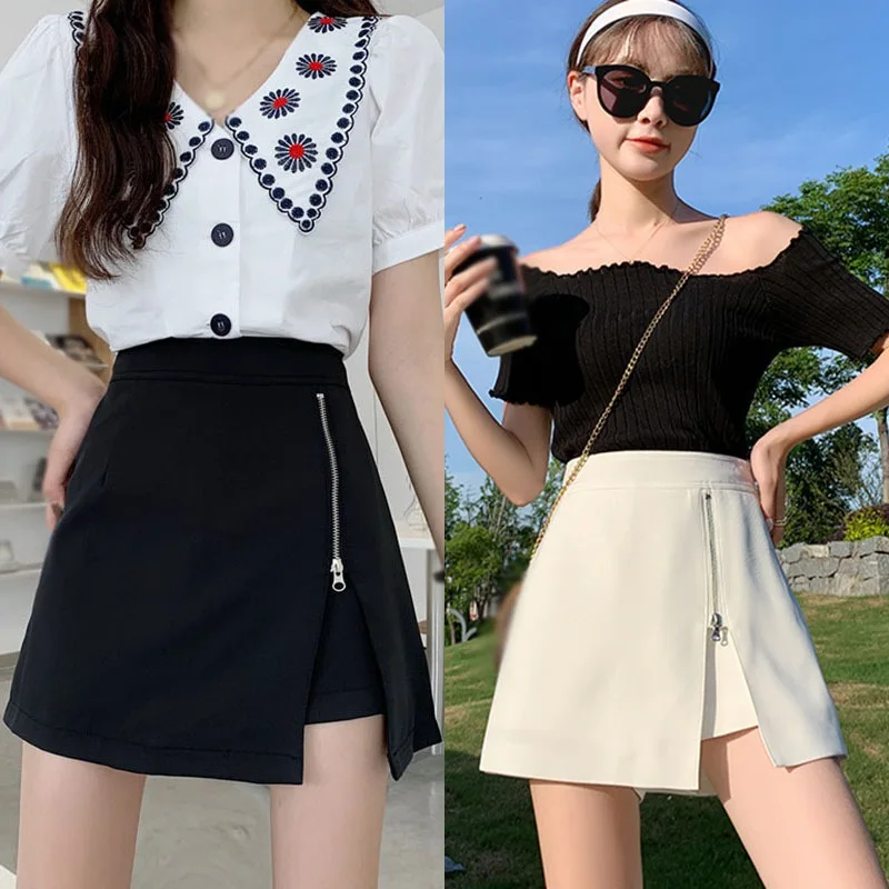 

2020 New Arrival Fashion Irregular Slit Short Skirts Female Temperament High Waist Slimming Skirt/