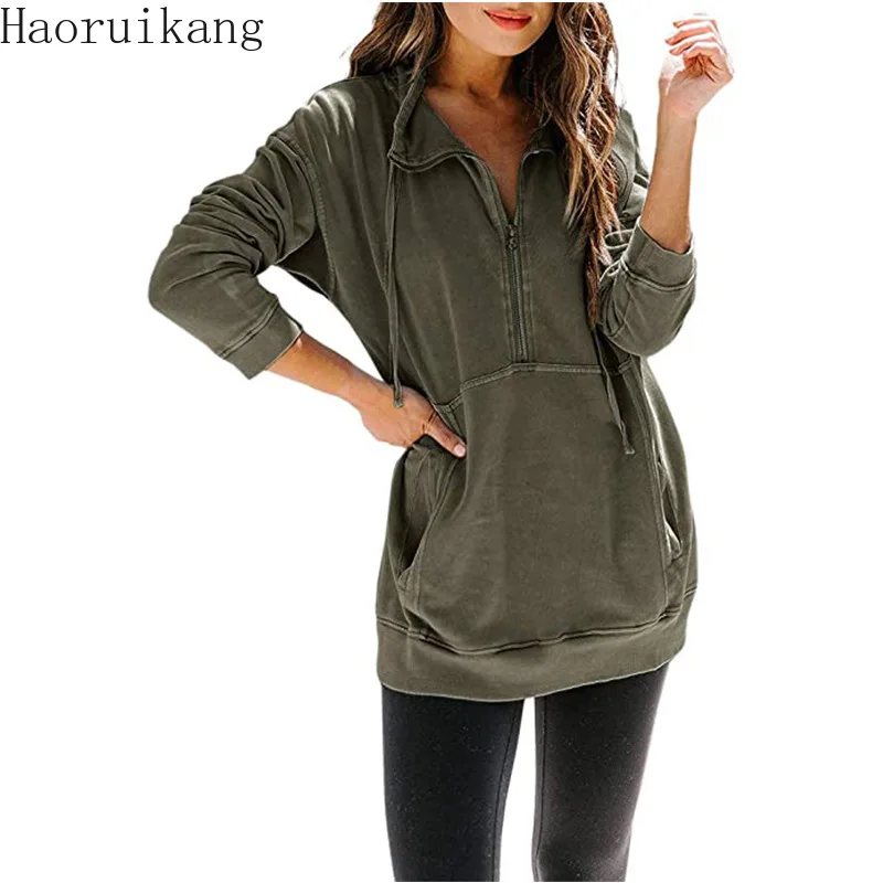 Женский пуловер с капюшоном осенняя свободная толстовка карманом кенгуру