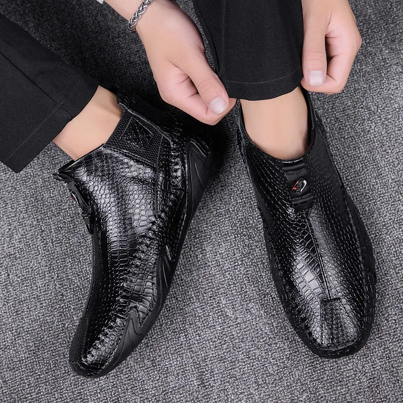 

2021New Comfortable Luxury Men's Leather Shoes High Quality Warm Men's Boots Fashion Party Dress Outdoor Large Size Men's Shoes