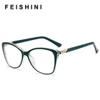 Прозрачные очки Feishini с фильтром, с защитой от сисветильник, для игрового компьютера, женские, зеленые