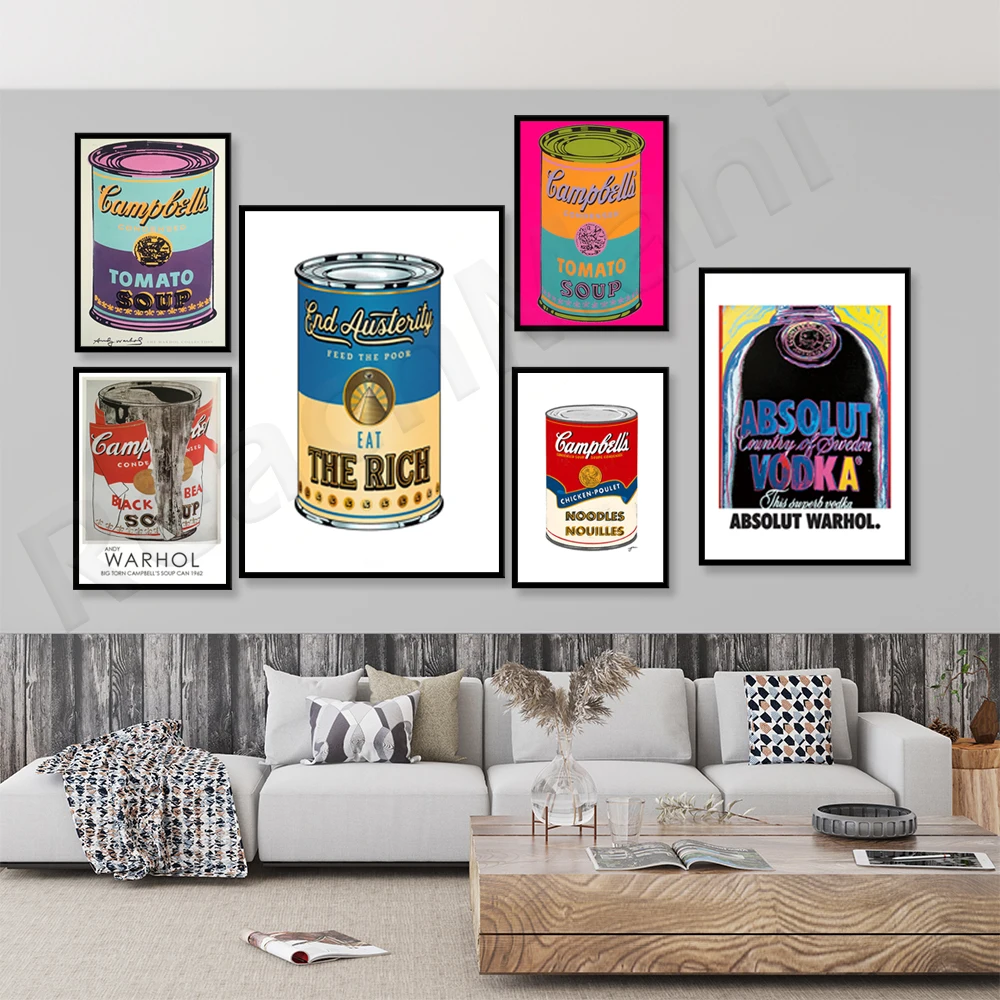 

Andy Warhol, Absolute Vodka, Concentrated Tomato Soup, Campbell Soup Canned Style, Andy Warhol Inspired Art, Pop House Prints, B