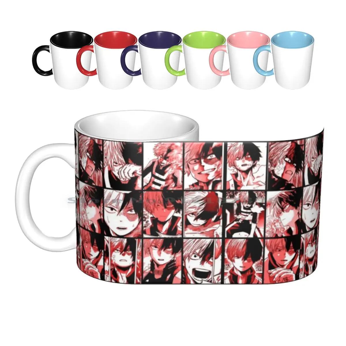 

Todoroki Shoto Collage Ceramic Mugs Coffee Cups Milk Tea Mug Boku No Hero Academia Collage Official Art Manga Bakugo Katsuki