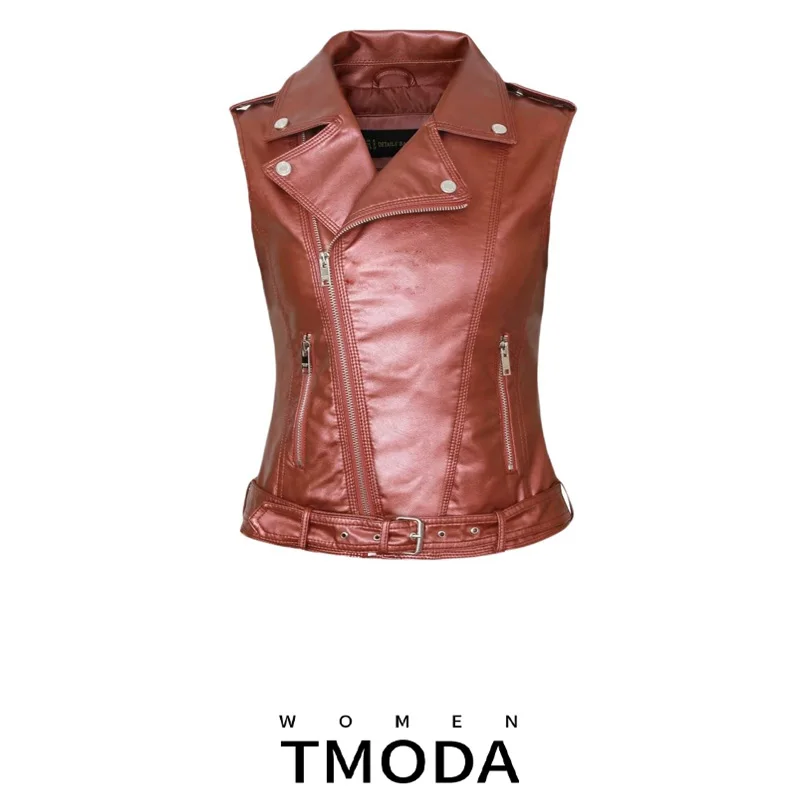 TMODA248 новинка 2021 года модная Женская Весенняя Осенняя красная жилетка из