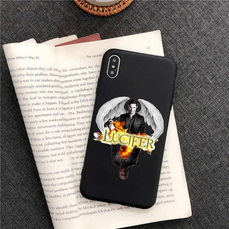 TPU Мягкий силиконовый чехол для телефона с изображением ангела Люцифера американского телевизора для iPhone 6S 5 SE X XR XSMax 7 8 Plus 11 PRO MAX, черный чехол - Color: TPU