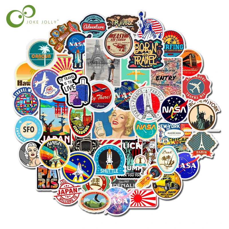 50 шт. граффити наклейки для путешествий по всему миру ретро знак со зданием