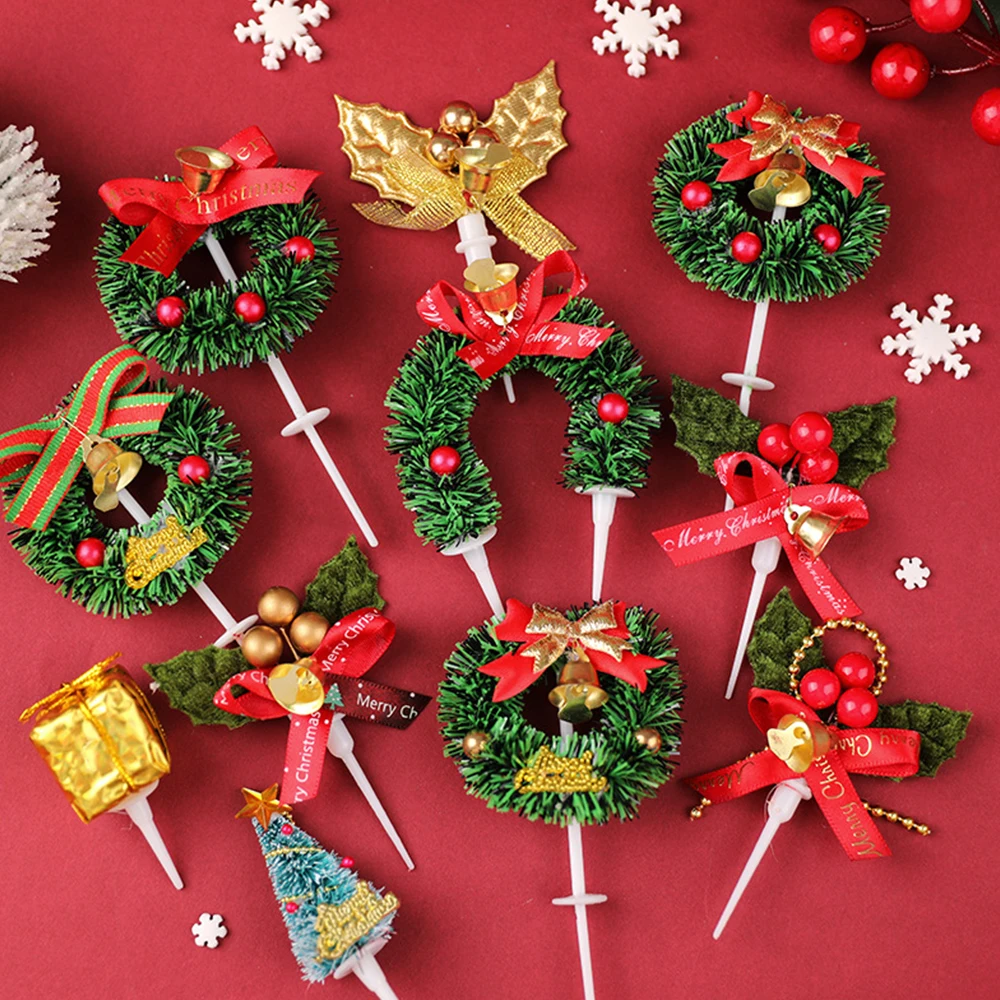 

10 шт., новогодние украшения для торта