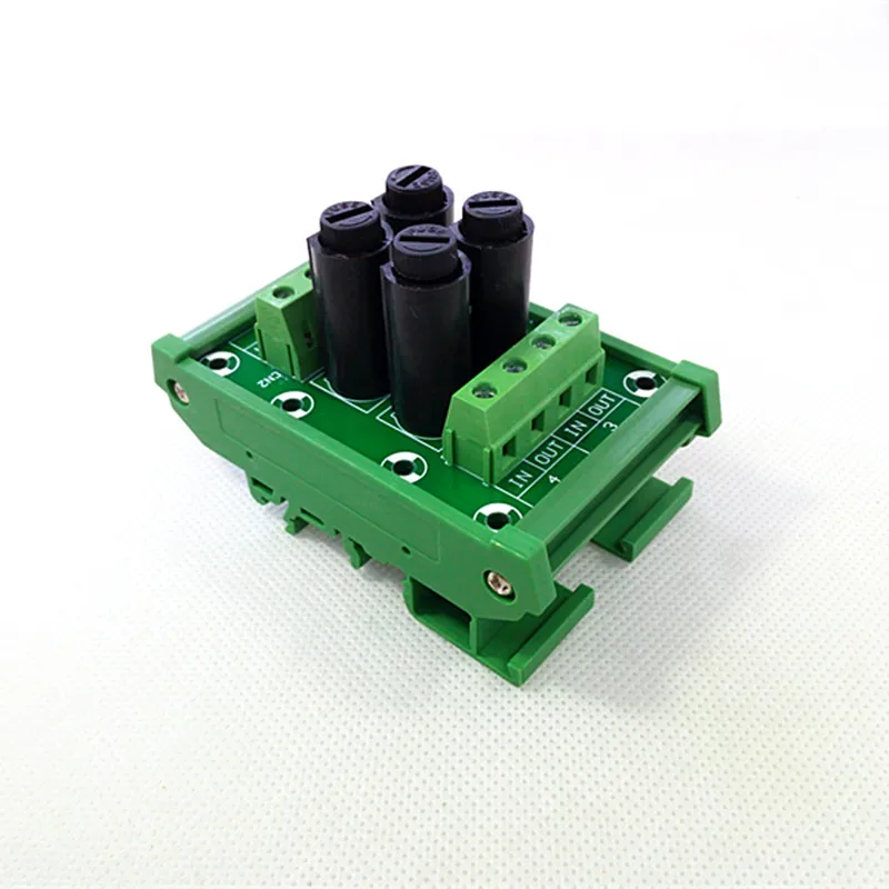 

Fuse Module,DIN Rail Mount 4 Channel Fuse Power Distribution Module Board.