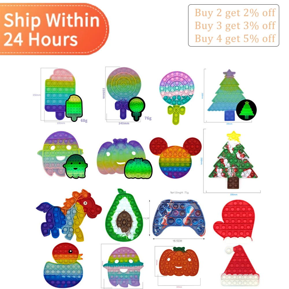 

Luminous Glow in The Dark Fidget Toys Silicone Reliver Stress Toy Anti Stress Relief Push Bubble Kids Fluorescence Birthday Gift
