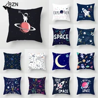 2022 new cool black outer space cushion cover polyester spaceship astronaut star decorative cosmos planet car sofa pillow case