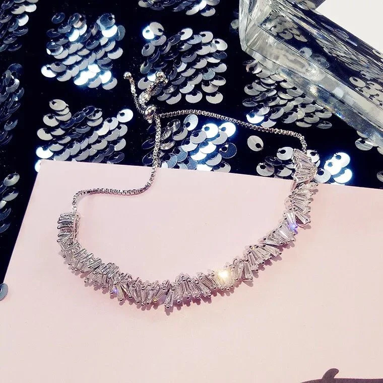 UILZ Модный женский багет горный хрусталь кубический цирконий браслет модные