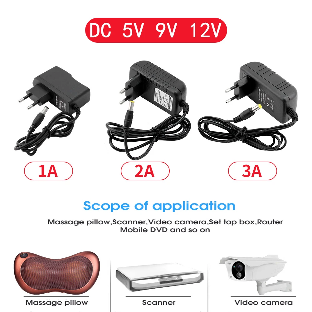 AC DC 9V 5V 12V вольт адаптер питания зарядное устройство конвертер 220V к 1A 2A 3A блок для