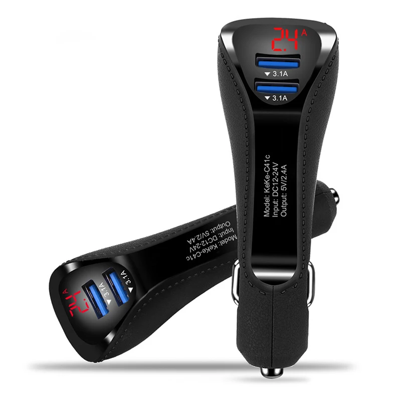 Многофункциональное цифровое автомобильное зарядное устройство с двумя USB