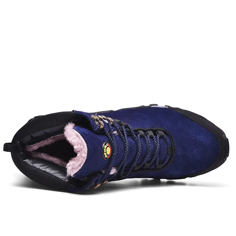 2021 Warm Fur Men Winter Hiking Boots Trekking Shoes High Quality Outdoor Man Mountain Shoes Waterproof Hiking Man Walking Shoe