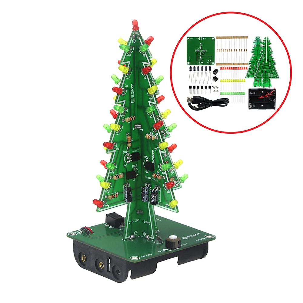 

Three-Dimensional 3D Christmas Tree LED DIY Kit Red/Green/Yellow LED Flash Circuit diy electronic set Electronic Fun Suite