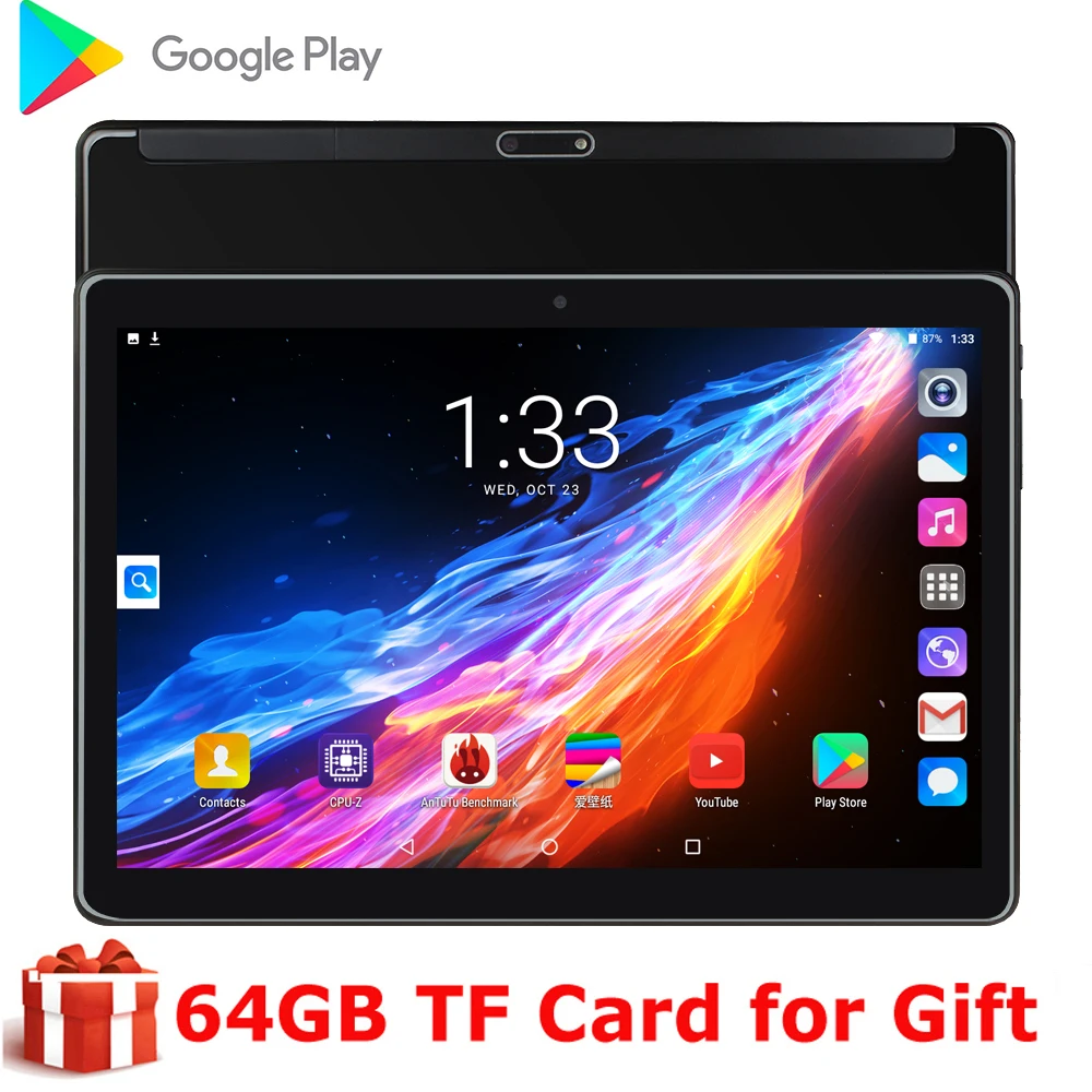 Планшет с 10 1 дюймовым экраном 1280x800 IPS WiFi Bluetooth Android 9 0 ОС 3G две SIM карты|Планшеты| |