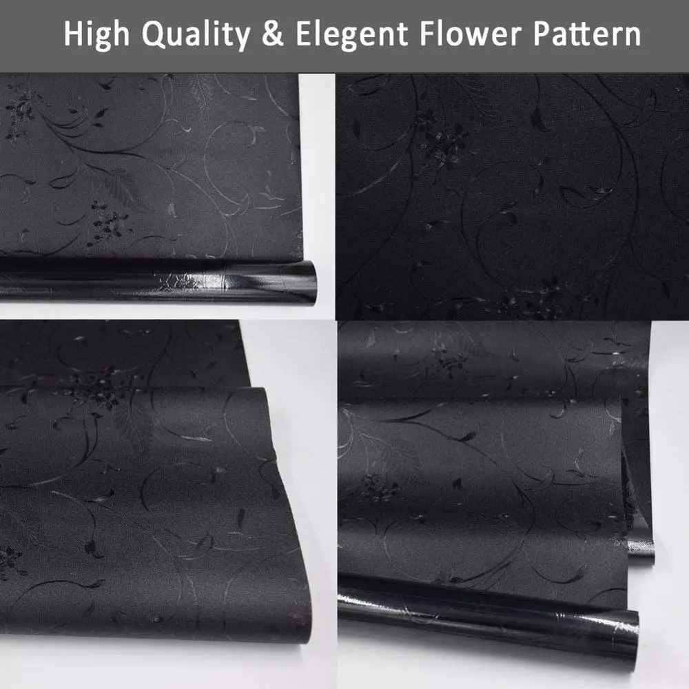 

BUNPIG Wheat Flowers Total Blackout Privacy Window Film 100% Light Blocking Glass Door Film Room Darkening Sleep Window Sticker
