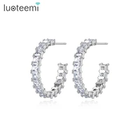luoteemi 2021 retro silver color round hoop earrings for women fashion bohemian women jewelry earrings party girl square cz