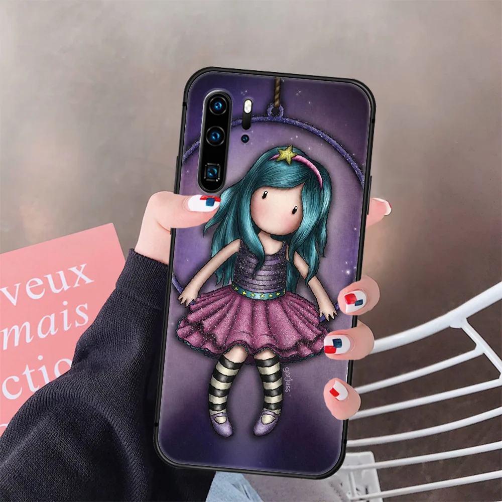 

Cartoon Santoro Gorjuss girl Phone Case Cover Hull For Huawei P8 P9 P10 P20 P30 P40 Lite Pro Plus Smart Z 2019 black Funda Trend