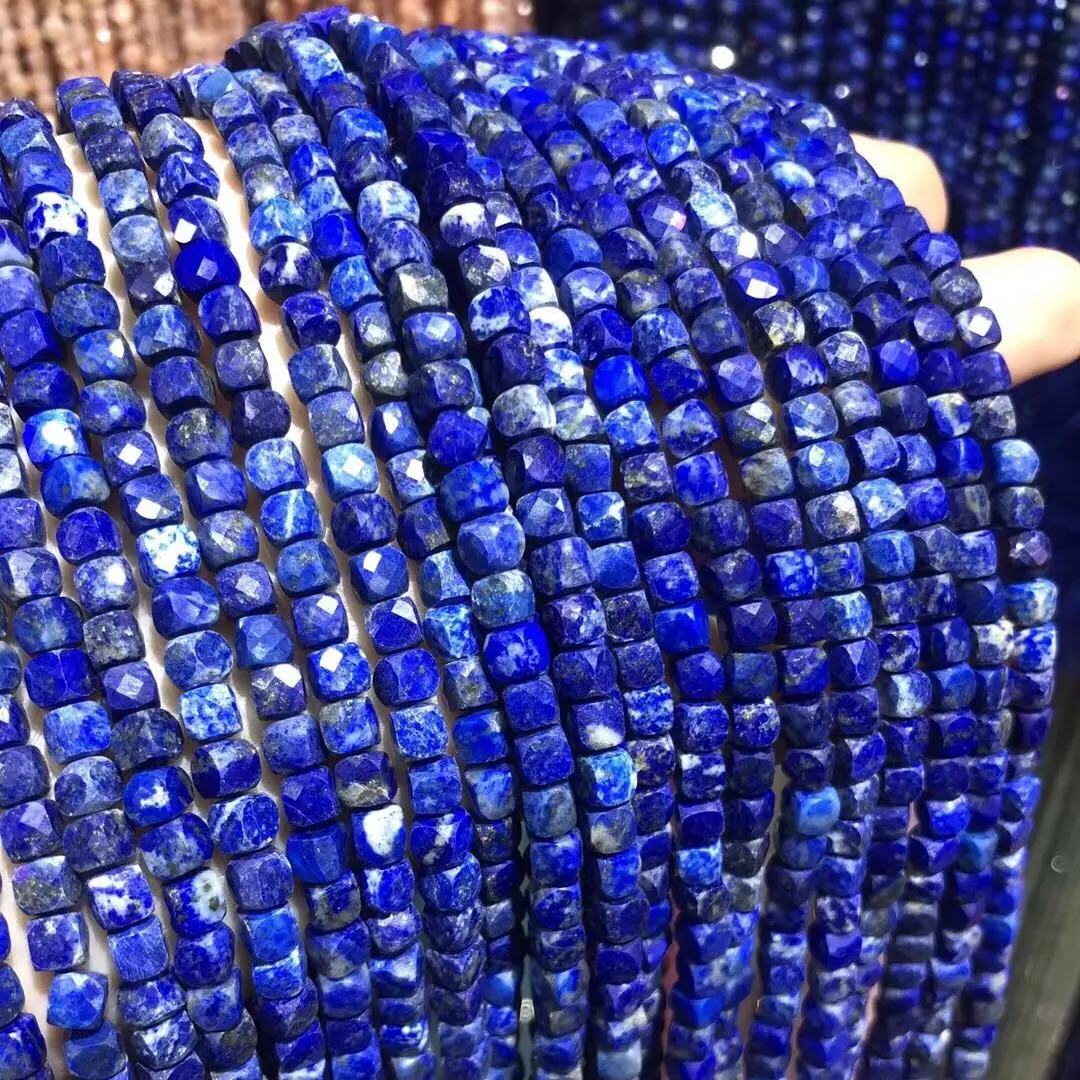 

Faceted Lapis Lazuli Beaded Natural Stone Loose Spacer Beads for Jewelry Making Bracelet Necklace DIY Accessories Size 4mm