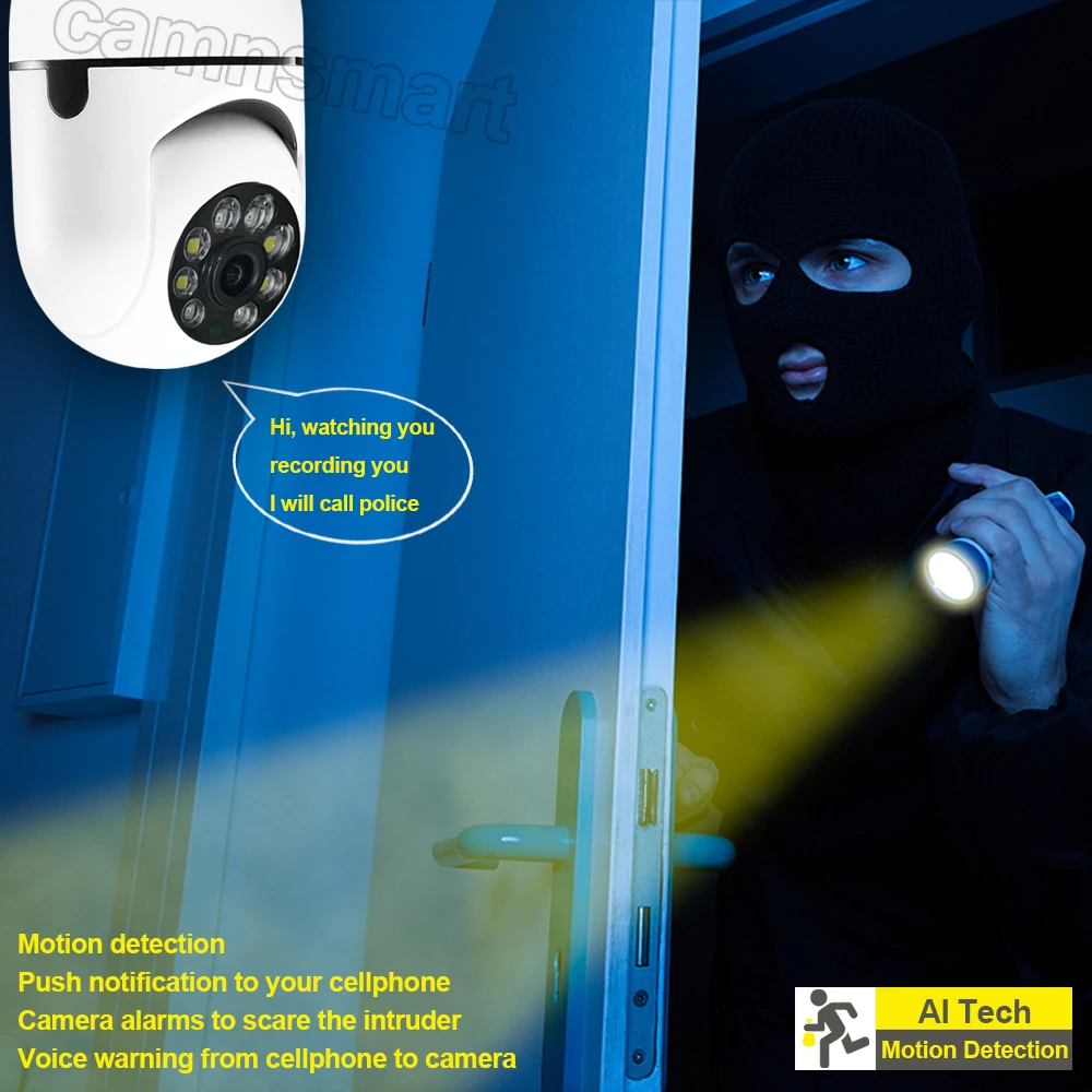 Camnsmart 3mp Wifi Camera Mini Plus E27 Tuya Smart Life Video Surveillance Bulb 1080P Full HD Security for Home Monitor | Безопасность и