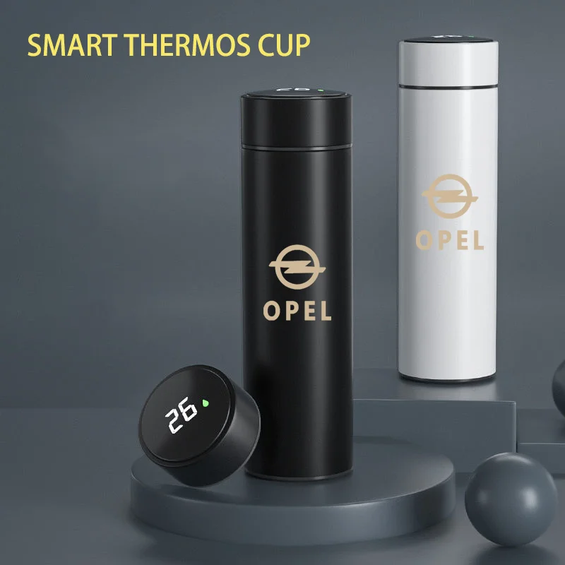 

500ml Car Stainless Smart Thermal Mug With LED Display Water Bottle Car Accessories For Opel Vectra Astra F J Mokka grandland X