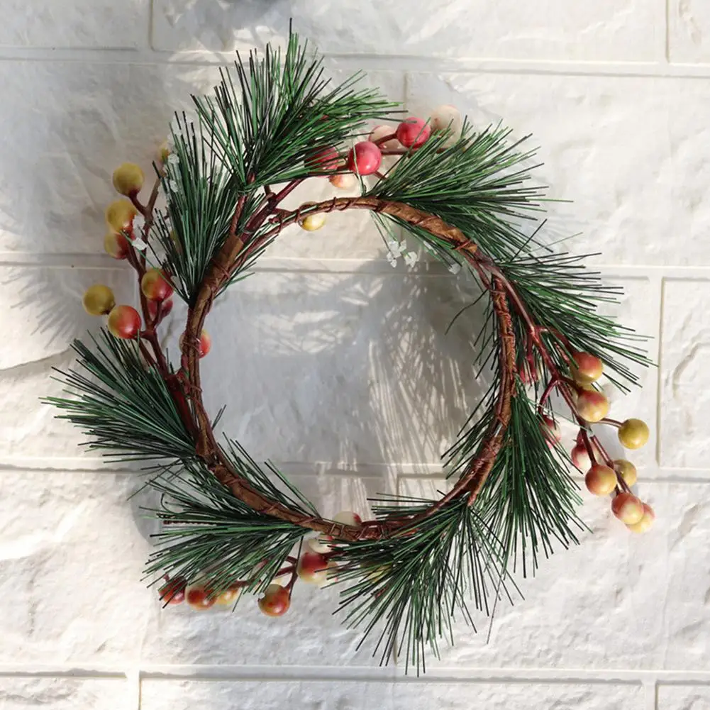 1 шт. искусственные растения ягодная форма сосновый венок гирлянда с зелеными