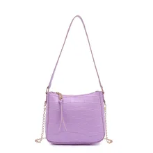 Retro Fashion Alligator Pattern Chain Strap Women Underarm Shoulder Bags Simple PU Leather Ladies Bucket Bag Crossbody Handbags