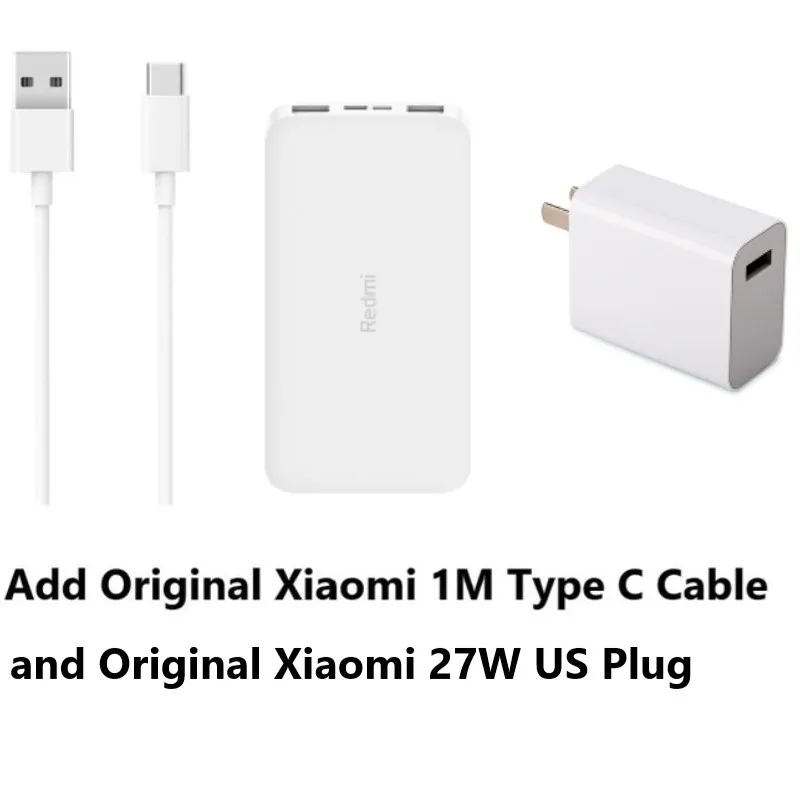 Set 2 Xiao mi Red mi power Bank 10000 мАч PB100LZM usb type C Портативная зарядка mi power bank 10000 Внешняя батарея повербанк - Цвет: Set 2