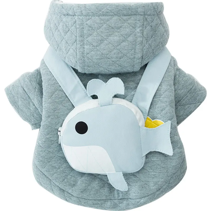 

New Autumn and Winter Clothes Thick Warm Cotton Two-legged Clothes Cartoon Plus Velvet Padded Dog Pet Clothes Comfortable 2021