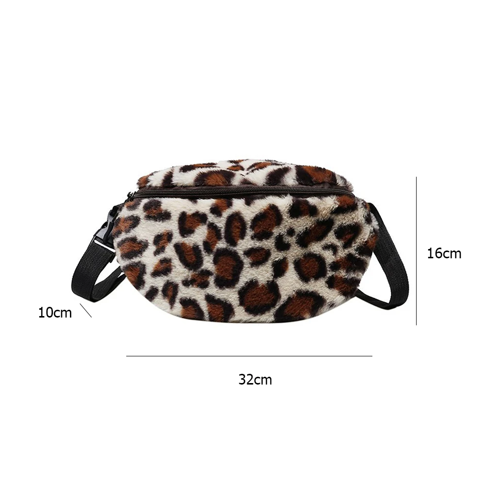 

Women Leopard Cow Print Plush Waist Bag Fanny Pack Pouch Sport Belt Hip Chest Crossbody Shoulder Purse High Quality and Brand