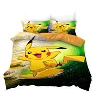 pokemon pikachu bedding set duvet cover and pillowcase anime cartoon cute full size bed set comforter set for bedding