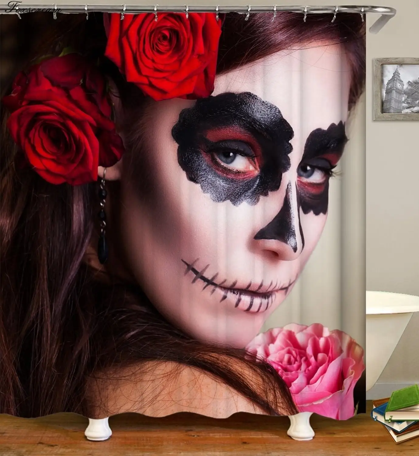 Занавески для душа с принтом черепа и цветов занавески ванной комнаты забавные