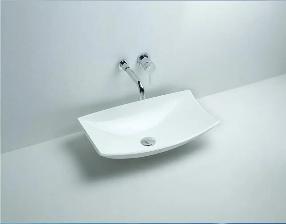 

640mm Rectangular bathroom counter top sink made of solid surface ston wash basin XRS3828