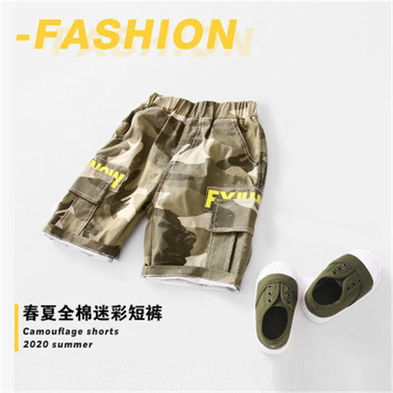 

GODODOMAOYI Kids Boys Shorts Summer Teenagers Boys Elastic Waist Cargo Shorts Khaki Army Green Color Child Short Pants