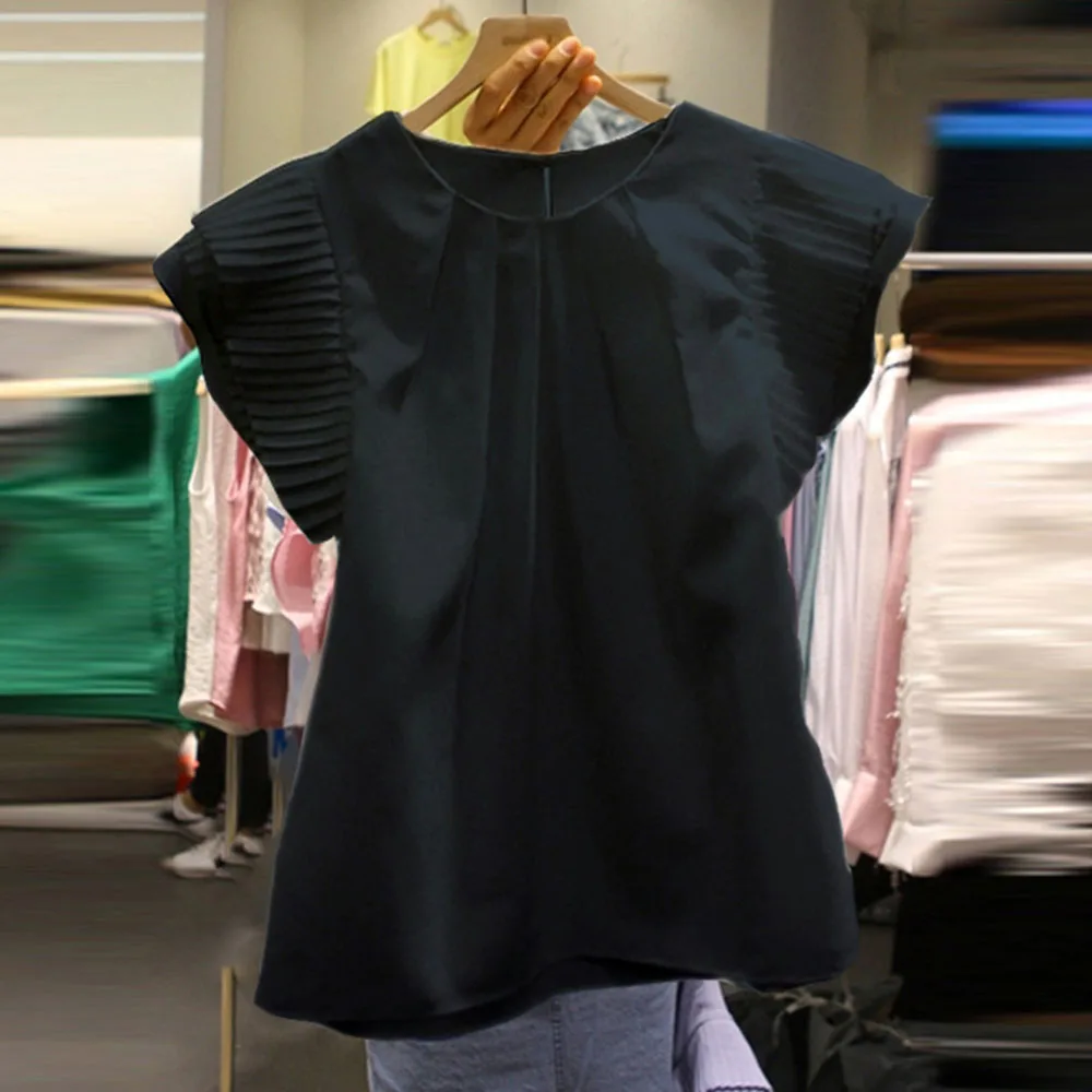 Женская блузка рубашки летние топы с рюшами 2020 корейские японские офисные