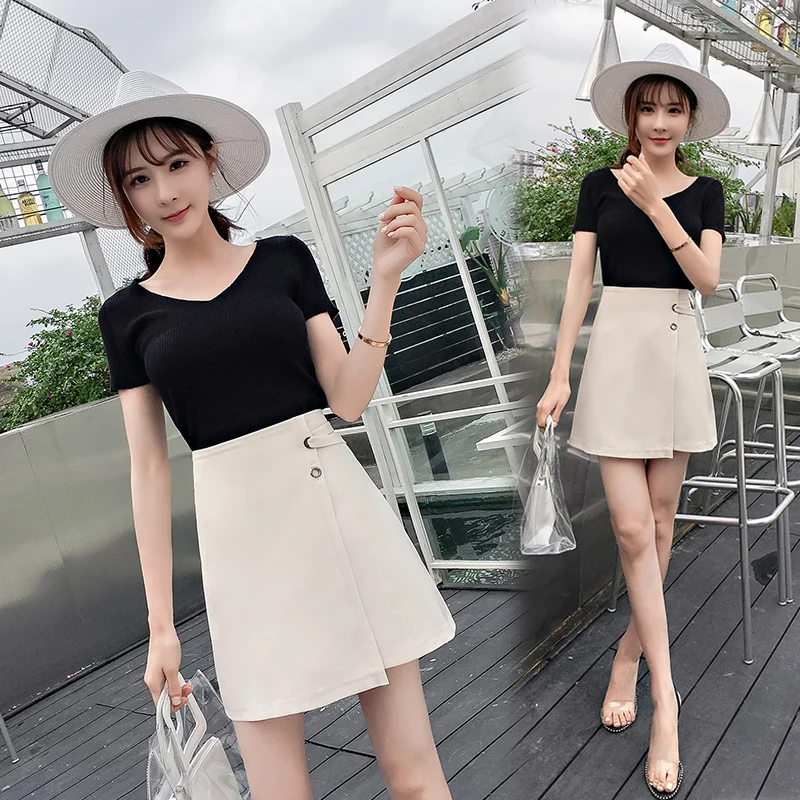 

Irregular Anti-Exposure Skirt for Women 2021 Summer New High Waist Slimming A- line Skirt All-Matching Sheath Skirt