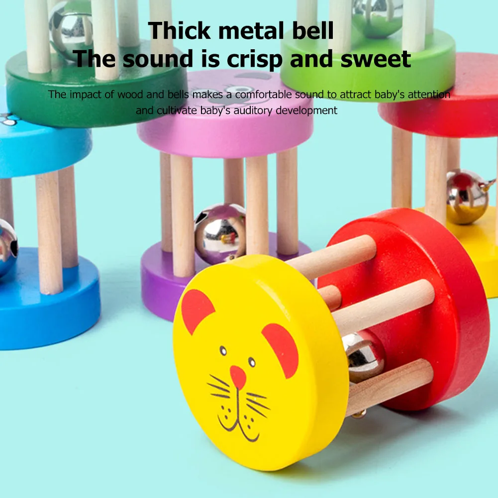 

Funny Shaking Handbell Toys Give Children Best Enlightenment Toy Gift Wooden Rattle Musical Instruments for Kids Toys