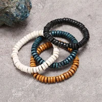 vintage colorful wood beads bracelet men adjustable charms strand bracelets for women jewelry