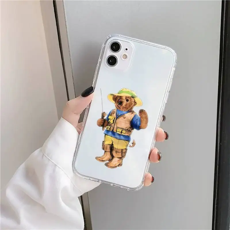 

Cute fashion Bear Phone Case Transparent for iPhone 11 12 mini pro XS MAX 8 7 6 6S Plus X 5S SE 2020 XR