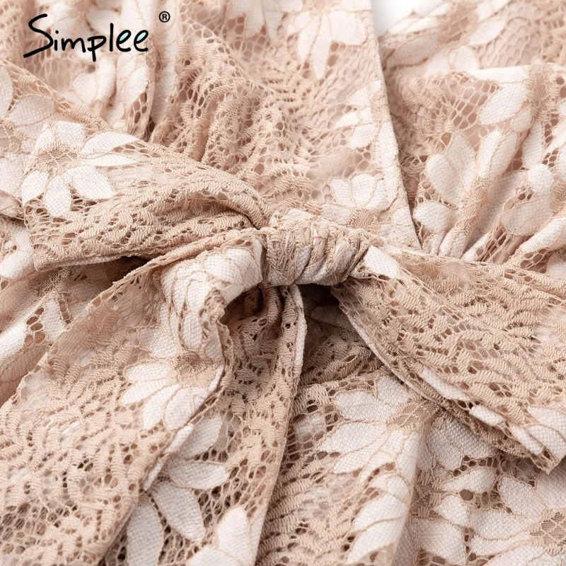 Женский кружевной комбинезон Simplee ромпер на бретелях с глубоким V образным