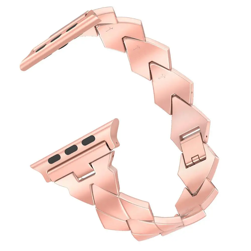 Ремешок из нержавеющей стали для Apple Watch band 4 5 44 мм 40 iWatch 3 2 42 38 ромбовидный браслет