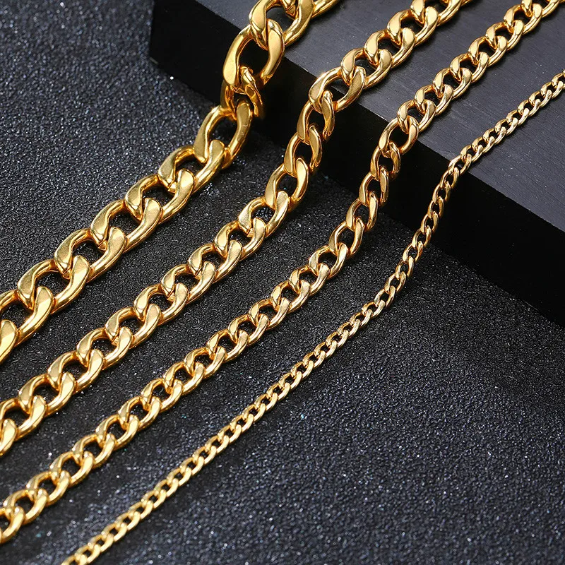 

ZORCVENS Punk Vintage Wide Curb Cuban Link Chain Bracelets for Men Black Gold Silver Color Stainless Steel Wristband Gifts