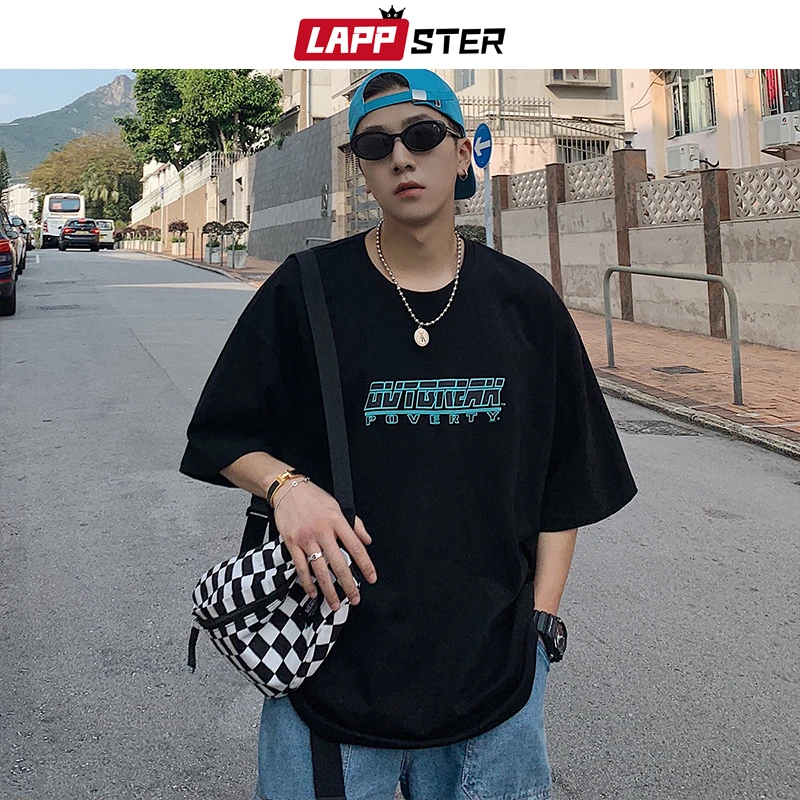 LAPPSTER Мужская негабаритная Японская уличная одежда футболки с отверстиями 2019