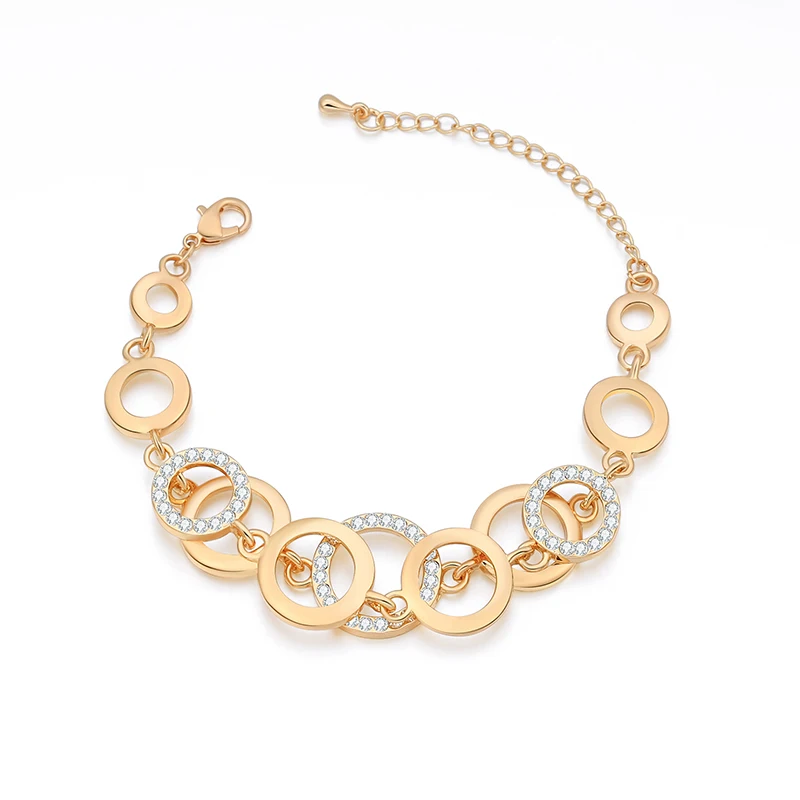 Многослойный Круглый Женский браслет из розового золота 2020 пробы с кругами и