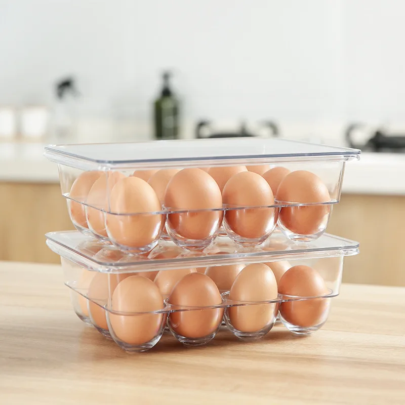 

12 cell transparent egg storage tray container with cover fresh keeping box stackable refrigerator freezer egg holder