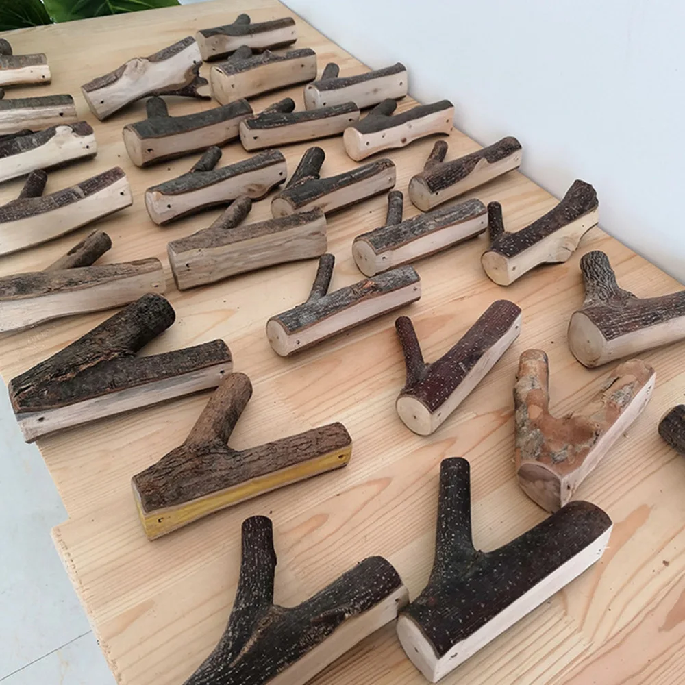 4 шт. деревенские деревянные настенные крючки для веток дерева декоративные