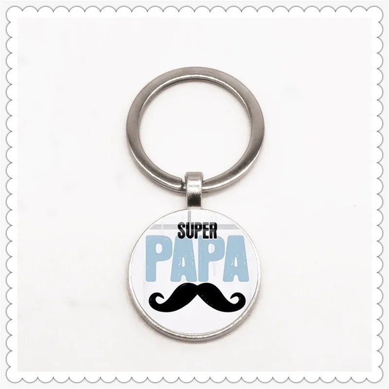 

Father's Day Super Dad Pattern and Text Keychain Essential Gift for Family Members