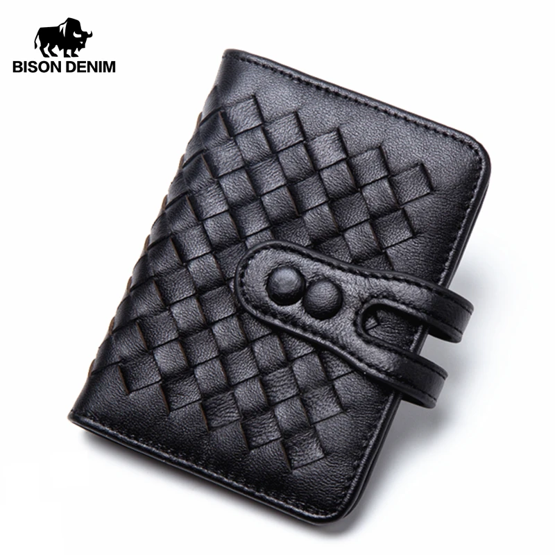 Мужской кошелек BISON DENIM из натуральной воловьей кожи с отделением для кредитных