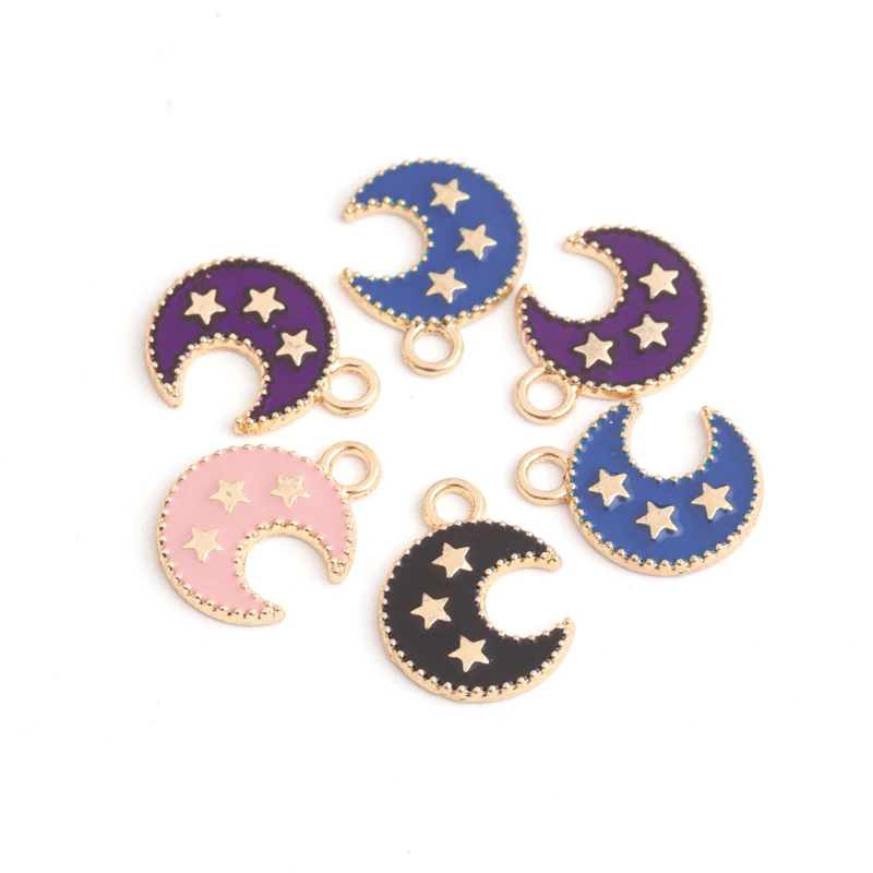 

10pcs/lot Metal Drop Oil Moon Star Charms Pendant For DIY Bracelet Necklace Jewelry Making Jewelry Accessories Wholesale