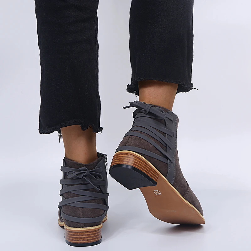 

2019 New Fashion Autumn Winter Shoes Woman Booties Side Zipper Platform Boots Women Low Heels Ankle Boots for Women botas mujer